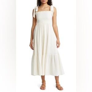 caslon Tie Shoulder Midi Dress